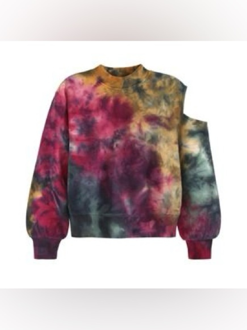 525 America Amber Tie Dye Cut Out Shoulder Crewneck Sweatshirt NWT XS